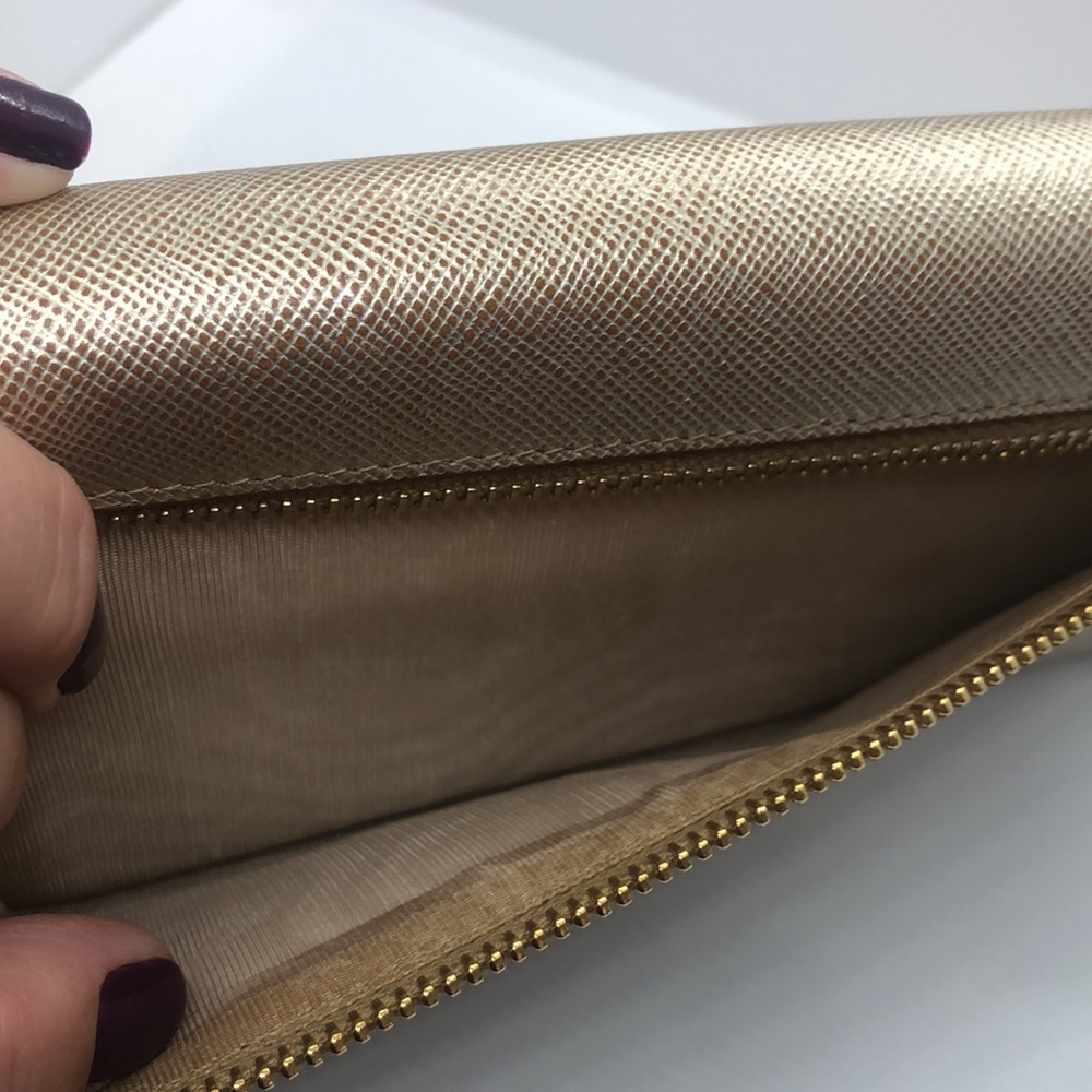 Gold Prada Saffiano Leather Long Wallet - Picture 9 of 12